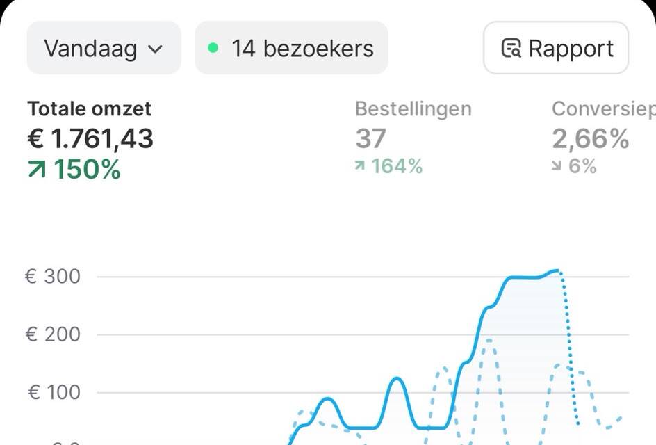 Shopify-dashboard: Eén dag · €1.761