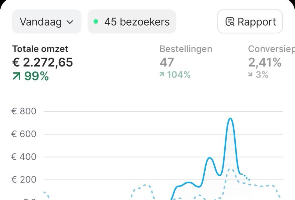 Shopify-dashboard: Eén dag · €2.272